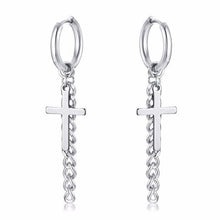 Charger l'image dans la galerie, Boucles d'oreilles croix pendante avec chaîne - le comptoir des croix
