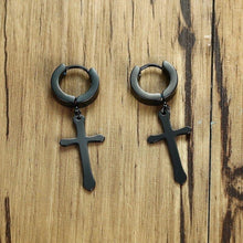 Charger l'image dans la galerie, Boucles oreilles croix noire - le comptoir des croix