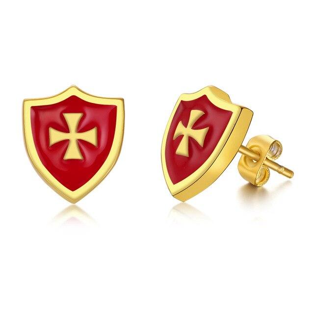 Boucle d’oreille acier croix de Malte par paquet de 3 paires