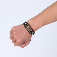 Charger l'image dans la galerie, Bracelet croix chrétienne cuir - le comptoir des croix