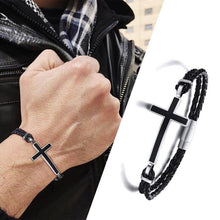 Charger l'image dans la galerie, Bracelet croix cuir tressé - le comptoir des croix