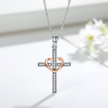 Charger l'image dans la galerie, collier croix argent sacré cœur - le comptoir des croix