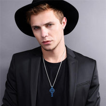Charger l'image dans la galerie, collier croix celtique bleu - le comptoir des croix