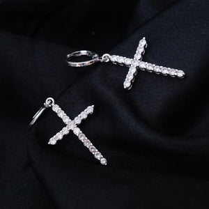 Boucles oreilles croix diamant - le comptoir des croix