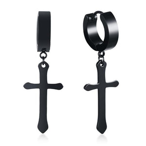 Boucles oreilles croix noire - le comptoir des croix