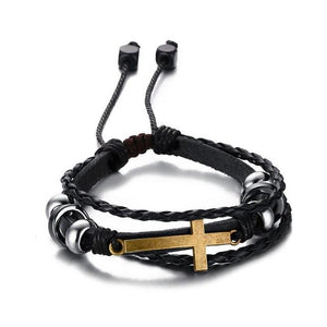 Bracelet croix chrétienne cuir - le comptoir des croix