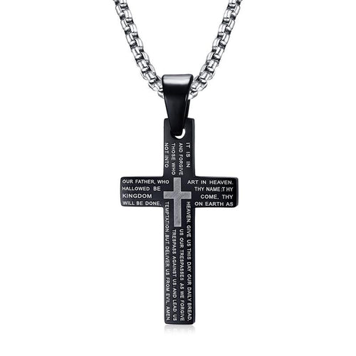 Collier avec pendentif croix chrétienne noire - le comptoir des croix