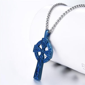 collier croix celtique bleu - le comptoir des croix