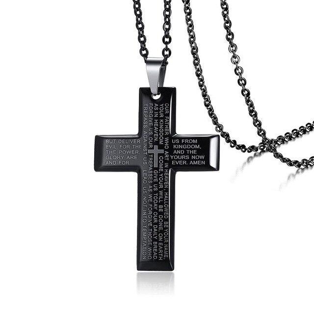 Collier croix catholique noire - le comptoir des croix