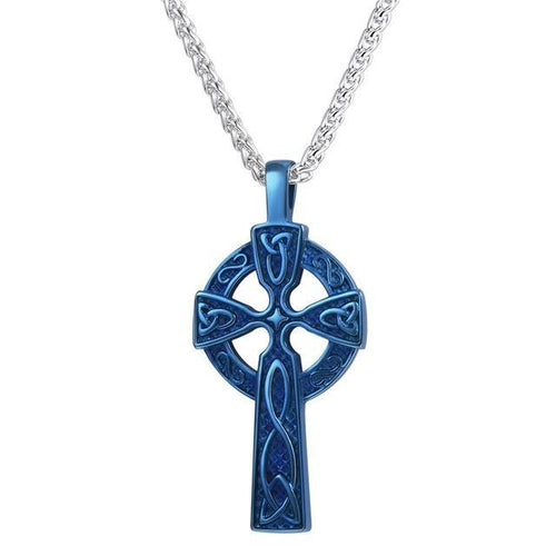 collier croix celtique bleu - le comptoir des croix
