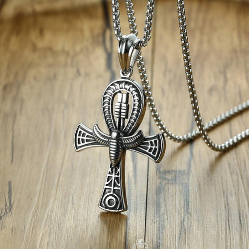 collier croix égyptienne scarabée - le comptoir des croix