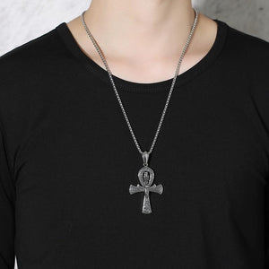collier croix égyptienne scarabée - le comptoir des croix