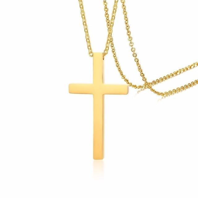 Collier Homme Croix Du Christ En Acier Inoxydable Doré - Longueur 46-50 Cm - Neuf Avec étiquettes